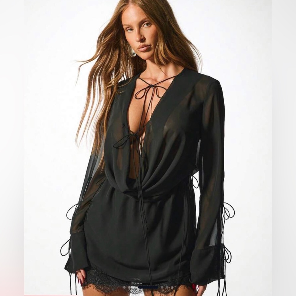 Sheer lace trim dress